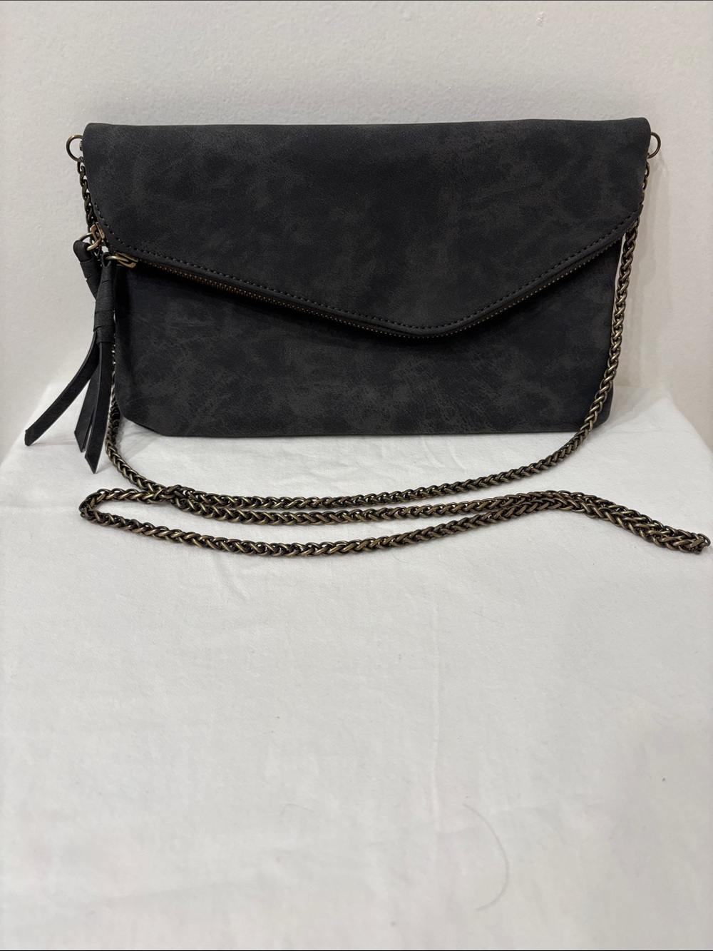Classic Black Envelope Crossbody Clutch - Chain Strap Magnetic snap closure